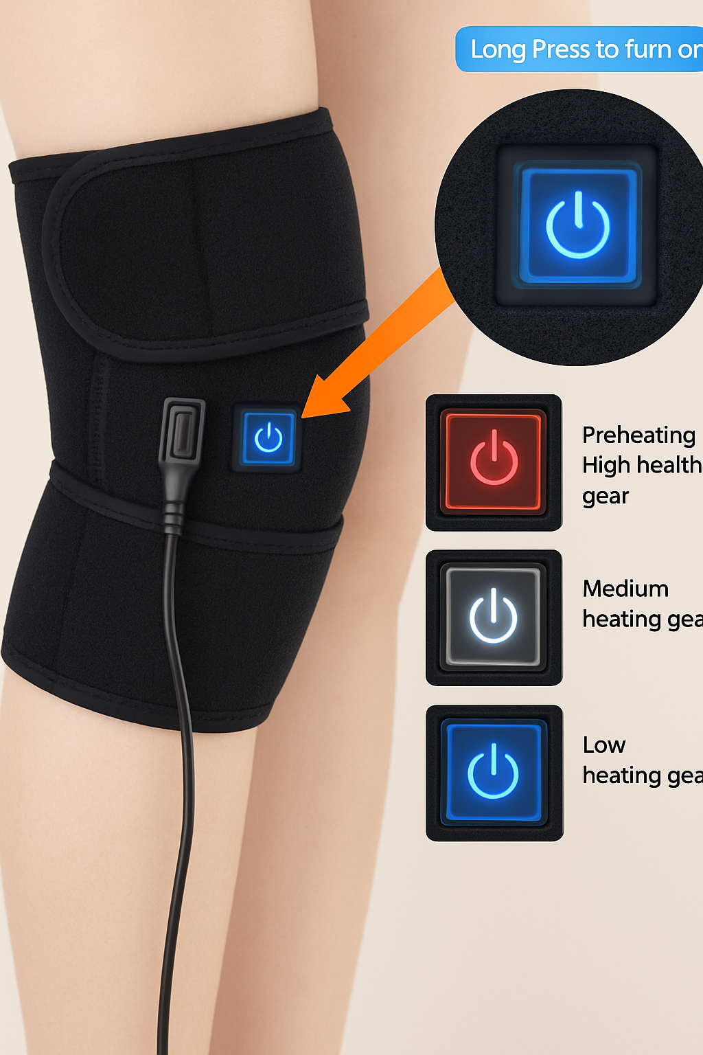 Adjustable Heated Therapy Wrap – Targeted Relief for Knee, Elbow & Shoulder Pain with 3 Heat Settings