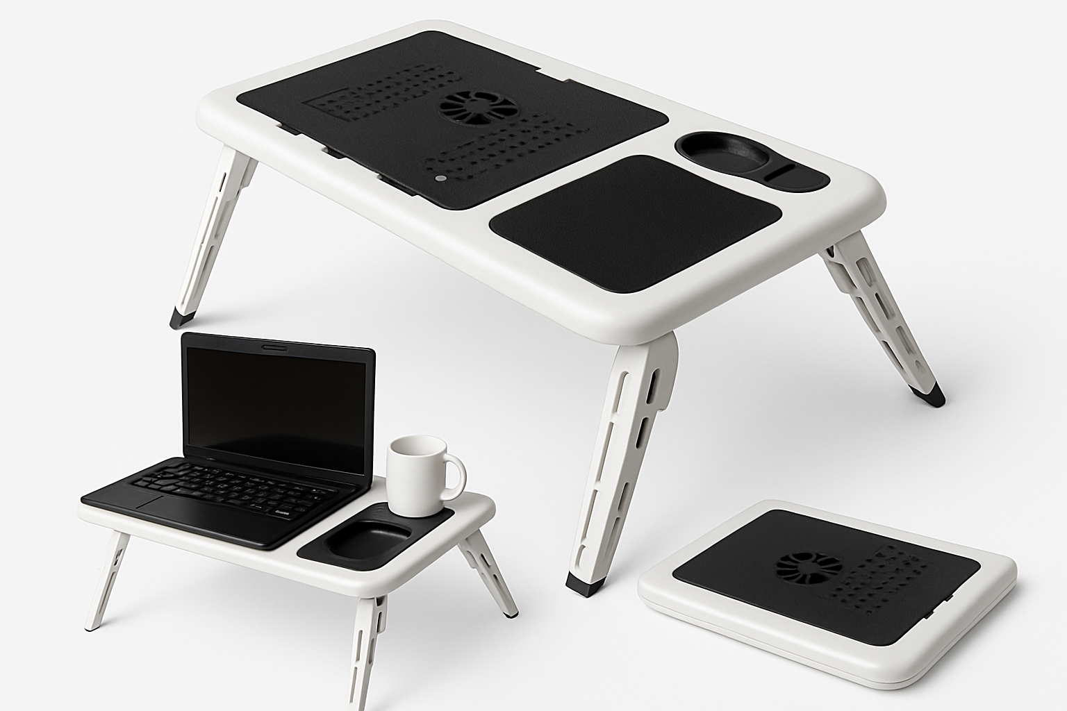 Foldable Laptop Table with Cooling Fans – Adjustable & Portable Multi-Function Desk