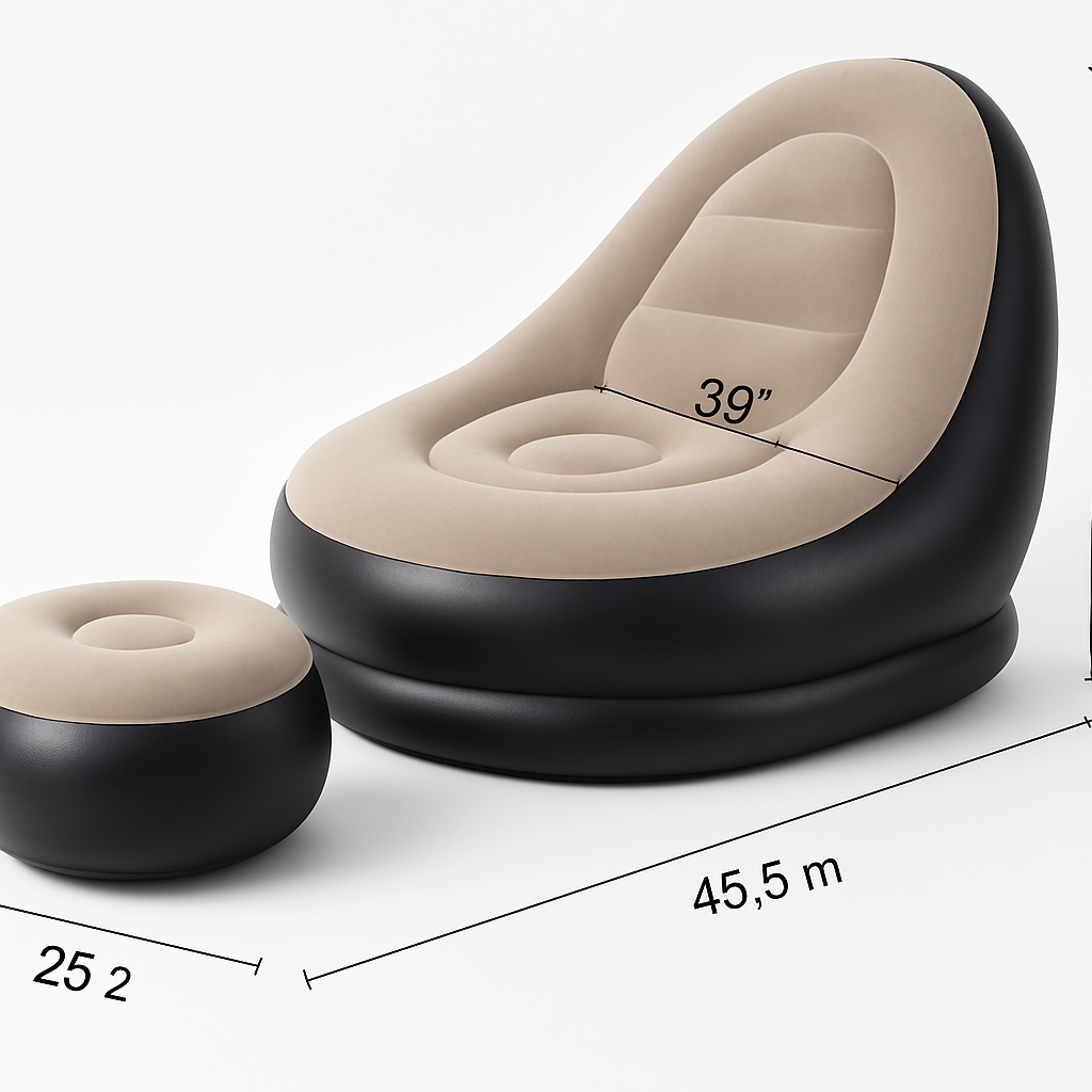 CloudEase™ Inflatable Lounge Chair & Ottoman – Plush, Portable Comfort for Home & Travel