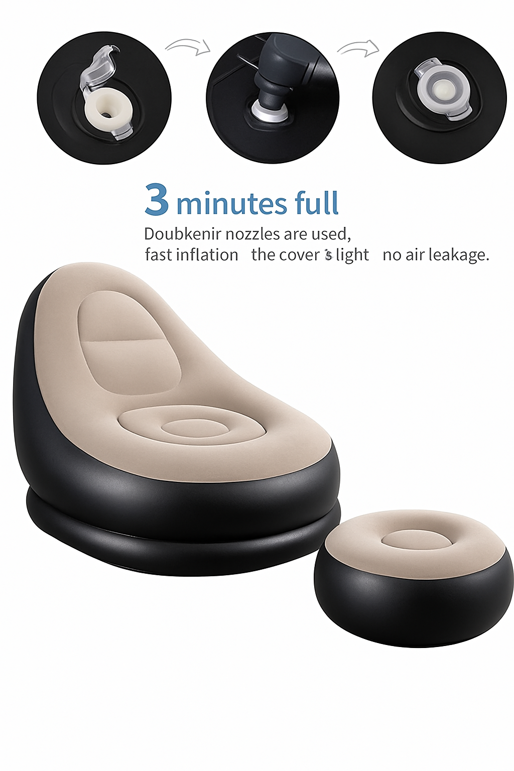CloudEase™ Inflatable Lounge Chair & Ottoman – Plush, Portable Comfort for Home & Travel