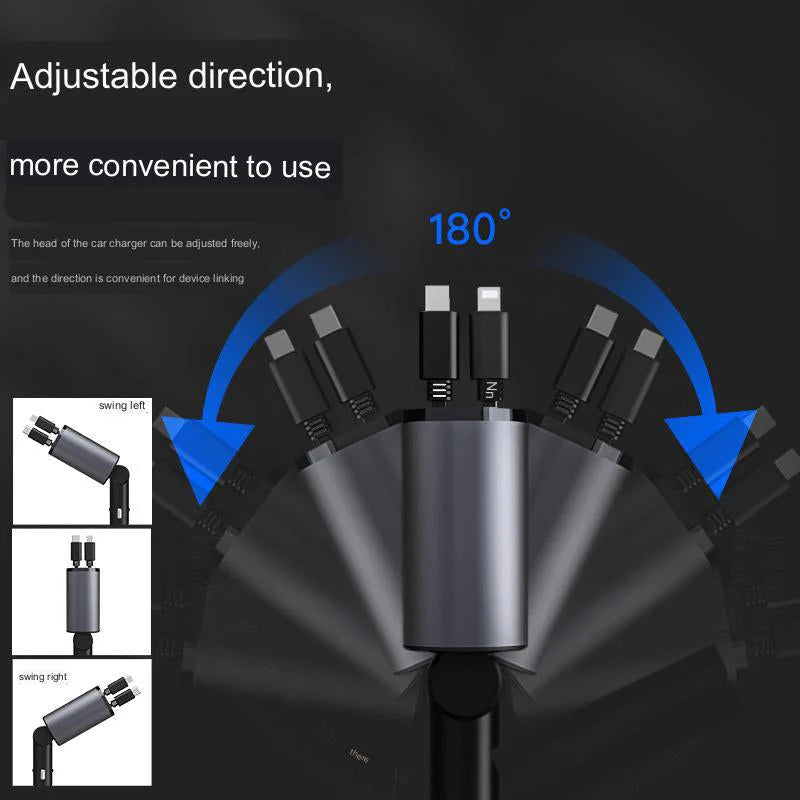 4-in-1 Retractable Car Power Hub with 100W Speed & Smart Display