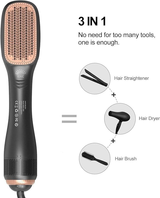 3-in-1 ionic hair straightening brush | hair dryer, straightener & volumizer